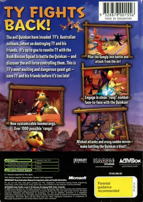 TY The Tasmanian Tiger 3 Night of The Quinkan (USA) box cover back